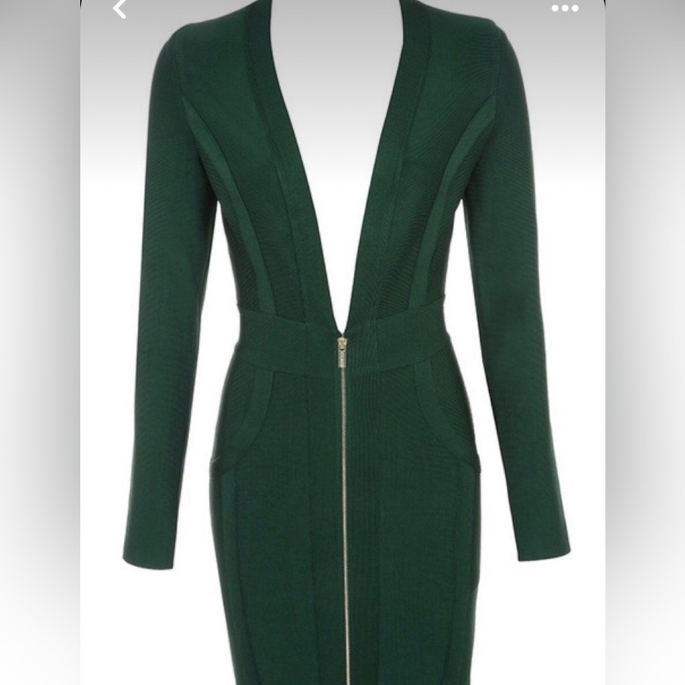 Elegant Green Long Sleeve Dress